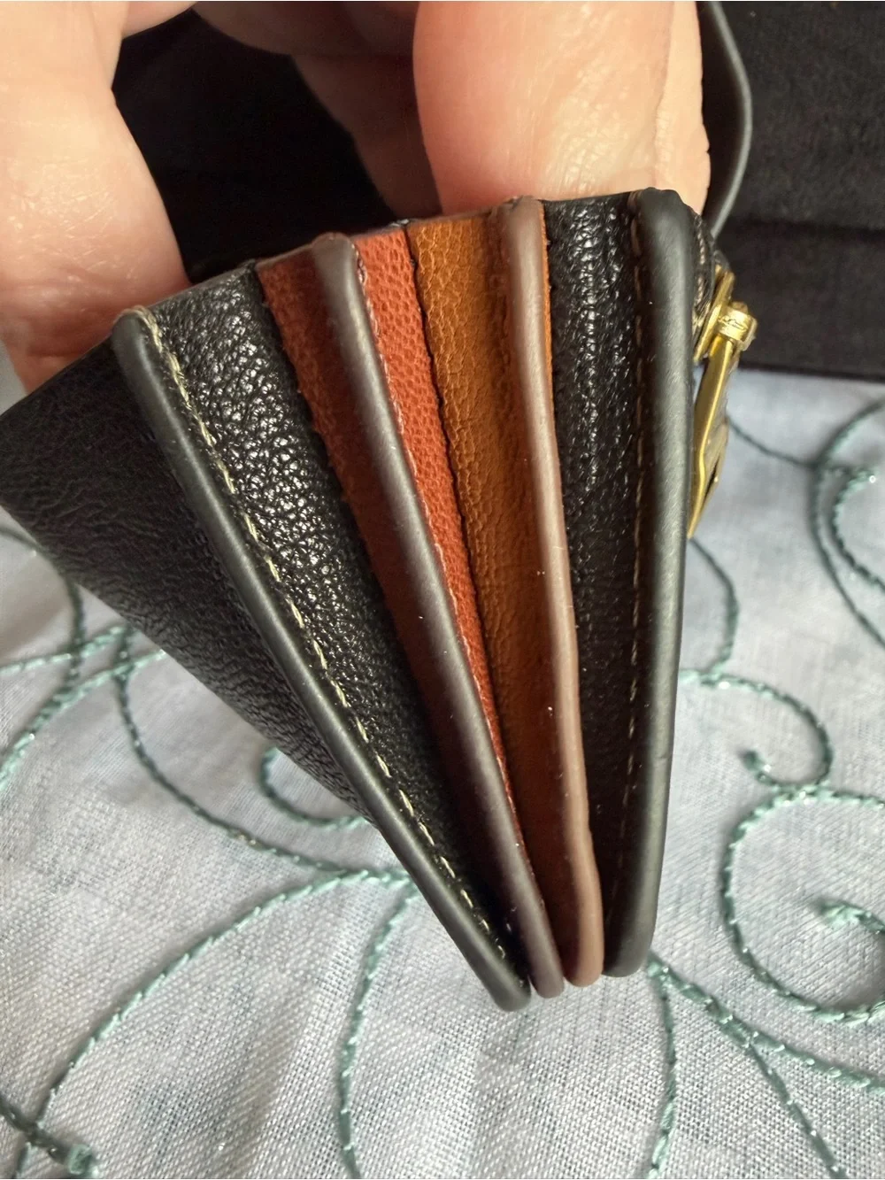 Fossil Black Leather Snap Card Holder with Gold Stud